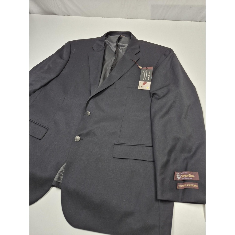 Cianni Cellini Blazer Mens 52R Black Super 110s Wool Sport Coat Jacket NWT
